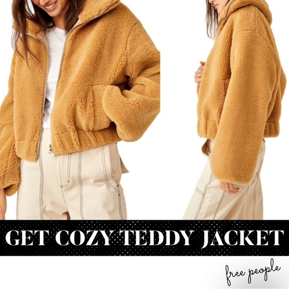 Free People Get Cozy Teddy Jacket ✨ Camel Size Medium | tan neutral zipper - Picture 2 of 16